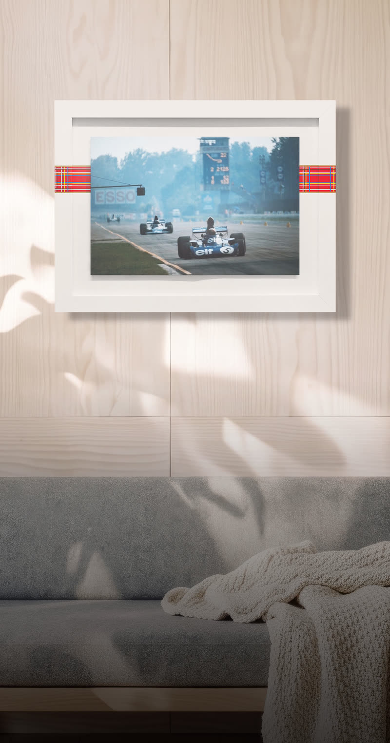The Circle Edition framed on a pale wood wall above a sofa